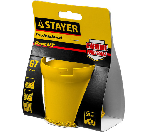 STAYER 67 мм, L 55 мм, карбид вольфрама, кольцевая коронка, Professional (33345-67) купить в Сочи STAYER 67 мм, L 55 мм, карбид вольфрама, кольцевая коронка, Professional (33345-67) купить в Сочи