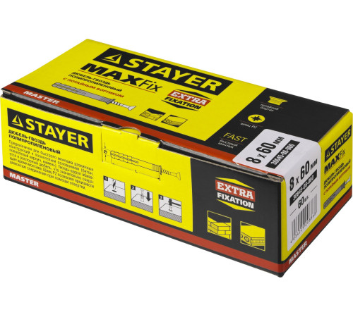 STAYER 8 х 60 мм, потайной бортик, 60 шт, дюбель-гвоздь (30645-08-060) купить  в Сочи