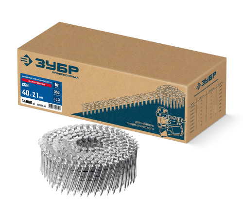 ЗУБР CSN 40 х 2.1 мм, барабанные гвозди для сайдинга оцинкованные, 14000 шт (305386-40) купить  в Сочи
