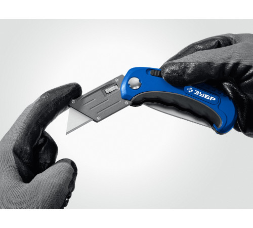 ЗУБР Компакт-2-А24, технический, универсальный складной нож 2-в-1 с трапециевидным лезвием (09227) купить  в Сочи