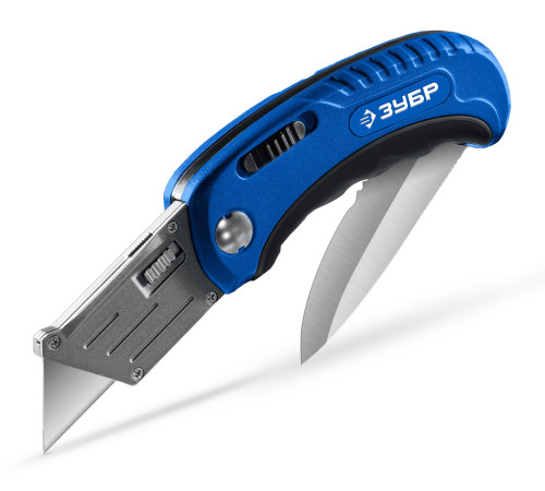 ЗУБР Компакт-2-А24, технический, универсальный складной нож 2-в-1 с трапециевидным лезвием (09227) купить  в Сочи