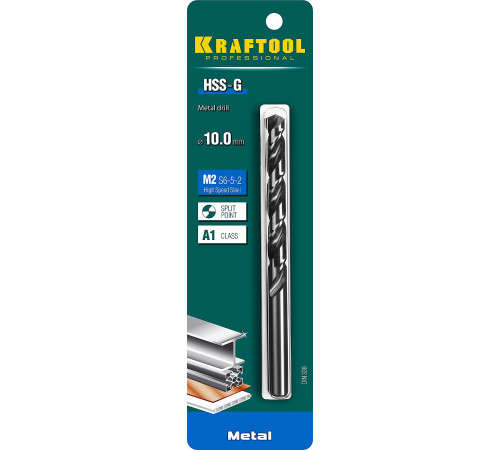 KRAFTOOL HSS-G, 10.0 х 133 мм, сталь P6M5, сверло по металлу (29651-10) купить в Сочи KRAFTOOL HSS-G, 10.0 х 133 мм, сталь P6M5, сверло по металлу (29651-10) купить в Сочи