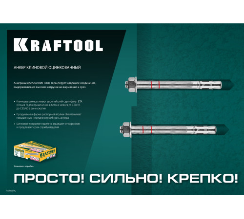 KRAFTOOL ETA Опция 7, М16 х 170, 10 шт, клиновой анкер (302184-16-170) купить  в Сочи