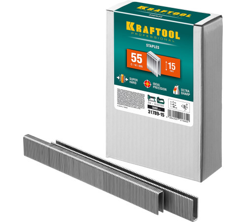 KRAFTOOL тип 18GA (55/90/C) 15 мм, 5000 шт, скобы для степлера (31789-15) купить  в Сочи