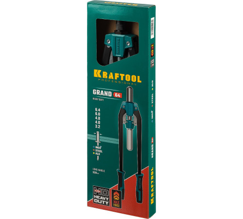 KRAFTOOL GRAND-64, 3.2 - 6.4 мм, 520 мм, усиленный двуручный заклёпочник (311791) купить в Сочи KRAFTOOL GRAND-64, 3.2 - 6.4 мм, 520 мм, усиленный двуручный заклёпочник (311791) купить в Сочи