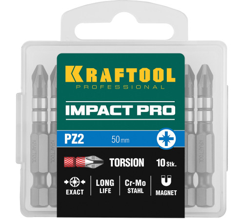 KRAFTOOL Impact PZ2, 50 мм, 10 шт, ударные биты (26193-2-50-S10) купить  в Сочи