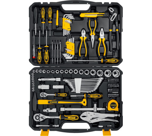 STAYER UNIVERSAL 150, 150 предм., (1/2″+ 1/4″), универсальный набор инструмента, Professional (27710-H150) купить в Сочи STAYER UNIVERSAL 150, 150 предм., (1/2″+ 1/4″), универсальный набор инструмента, Professional (27710-H150) купить в Сочи