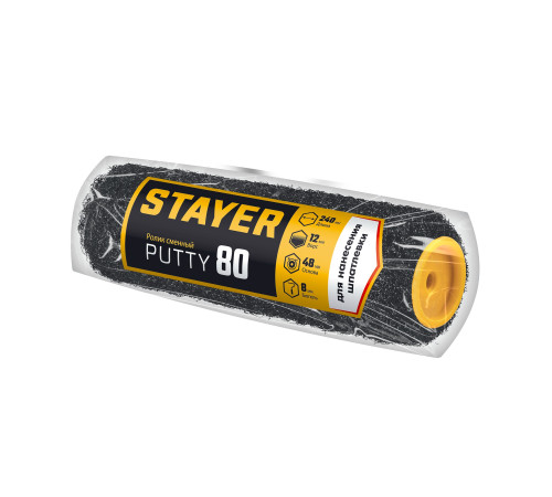STAYER PUTTY 80 мм, 240 мм, 8 мм ручка, ролик для шпатлевки, PROFESSIONAL (02642-24) купить  в Сочи