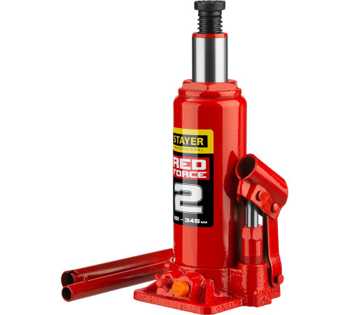 STAYER RED FORCE, 2 т, 181 - 345 мм, бутылочный гидравлический домкрат, Professional (43160-2) купить  в Сочи