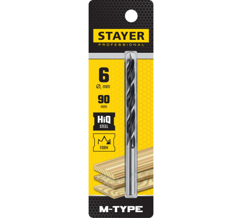 STAYER M-type, 6.0 x 90/50 мм, М-образная заточка, спиральное сверло по дереву (2942-090-06) купить в Сочи STAYER M-type, 6.0 x 90/50 мм, М-образная заточка, спиральное сверло по дереву (2942-090-06) купить в Сочи