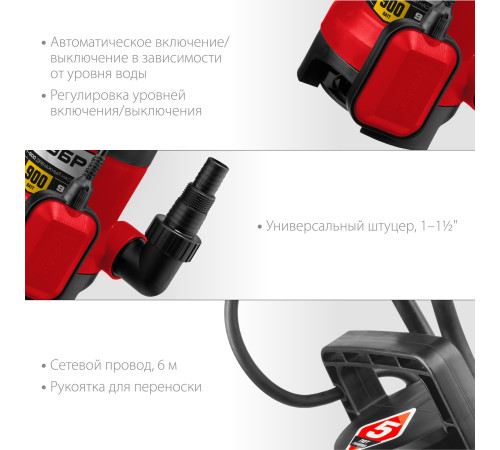 ЗУБР 900 Вт, дренажный насос для грязной воды (НПГ-М1-900) купить  в Сочи