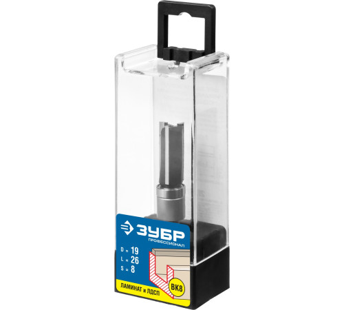 ЗУБР 19 x 26 мм, хвостовик 8 мм, фреза пазовая прямая с верхним подшипником, Профессионал (28781-19-26) купить  в Сочи