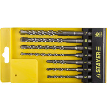 STAYER 7 шт: 5/6/8+R[-36]C:RCx110. 6/8/10/12х160 мм, набор SDS-plus буров, Professional (2930-H7)