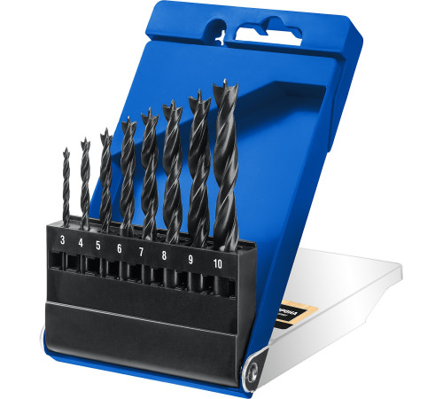 ЗУБР 8 шт: (3-4-5-6-7-8-9-10 мм), М-образная заточка, набор спиральных сверл по дереву, Профессионал (29421-H8) купить  в Сочи