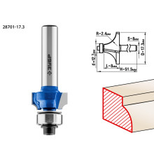 ЗУБР 17.3 x 8 мм, радиус 2.4 мм, фреза кромочная калевочная №1, Профессионал (28701-17.3)