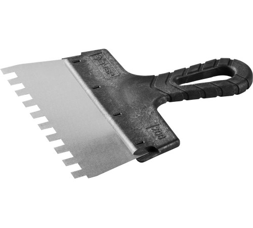 ЗУБР 200 мм, зуб 10 х 10 мм, пластиковая ручка, нержавеющий фасадный шпатель (10078-20-10) купить  в Сочи