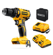 STEHER 20 В, 65 Н·м, 2 АКБ LMS (2 А·ч), бесщеточная дрель-шуруповерт, сумка (CB-65-22)