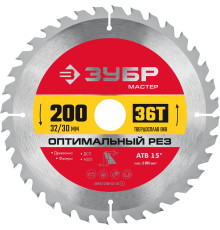 ЗУБР Оптимальный рез, 200 x 32/30 мм, 36Т, пильный диск по дереву (36912-200-32-36)