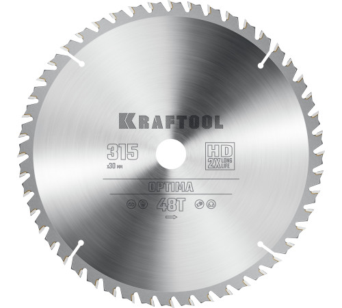 KRAFTOOL Optima, 315 х 30 мм, 48Т, пильный диск по дереву (36951-315-30) купить  в Сочи