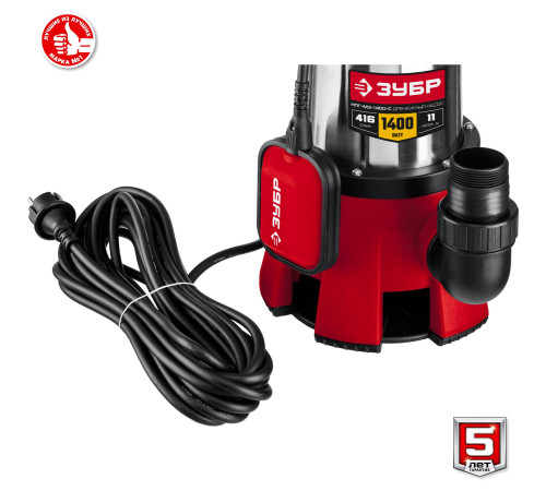 ЗУБР 1400 Вт, дренажный насос для грязной воды, корпус - нерж. сталь (НПГ-М3-1400-С) купить  в Сочи