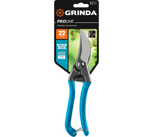GRINDA P-10, 210 мм, цельнокованые лезвия, стальные рукоятки, покрытие ПВХ, плоскостной секатор, PROLine (423410) купить  в Сочи