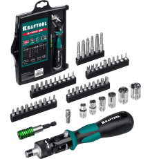 KRAFTOOL Expert-55, 55 предм., реверсивная отвертка с насадками (25554-H55)