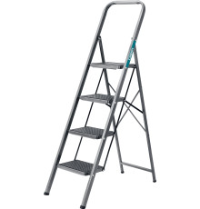 СИБИН 4 ступени, 95 см, c широкими обрезиненными ступенями, стальная стремянка (38807-04)