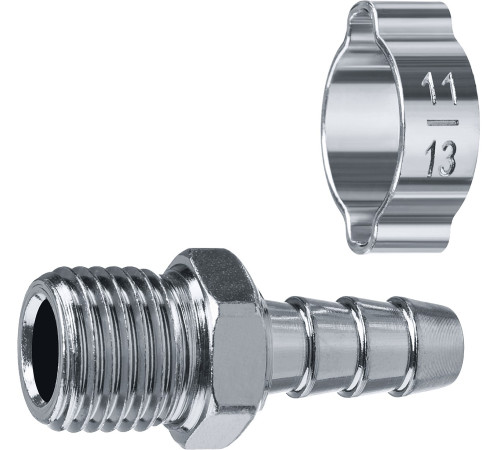 ЗУБР штуцер ″елочка″, 8 мм - 1/4″M, переходник с обжимным хомутом, Профессионал (64924-1/4-08) купить  в Сочи