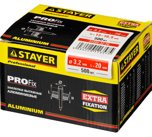 STAYER Pro-FIX, 3.2 х 20 мм, 500 шт, алюминиевые заклепки, Professional (31205-32-20) купить в Сочи STAYER Pro-FIX, 3.2 х 20 мм, 500 шт, алюминиевые заклепки, Professional (31205-32-20) купить в Сочи