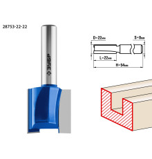 ЗУБР 22 x 22 мм, хвостовик 8 мм, фреза пазовая прямая, Профессионал (28753-22-22)