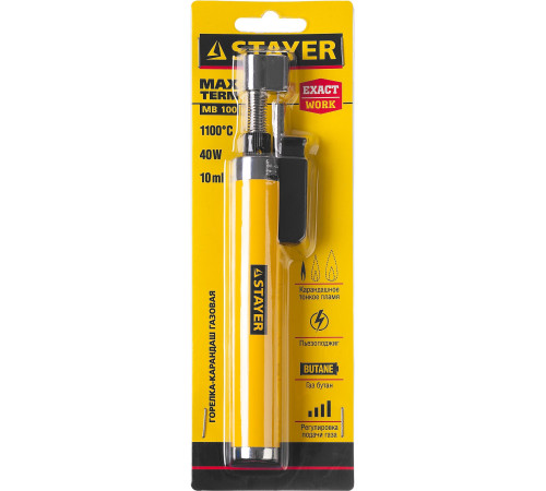 STAYER MaxTerm, MB 100, 1100°С, автономная газовая горелка с пьезоподжигом (55560) купить в Сочи STAYER MaxTerm, MB 100, 1100°С, автономная газовая горелка с пьезоподжигом (55560) купить в Сочи
