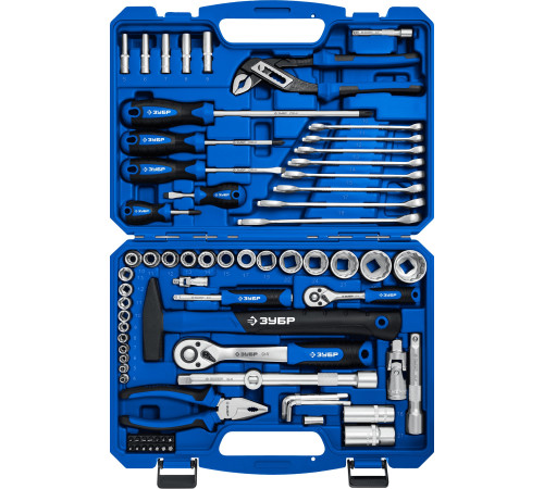 ЗУБР Универсал-76, 76 предм., (1/2″+ 1/4″), универсальный набор инструмента, Профессионал (27670-H76) купить  в Сочи