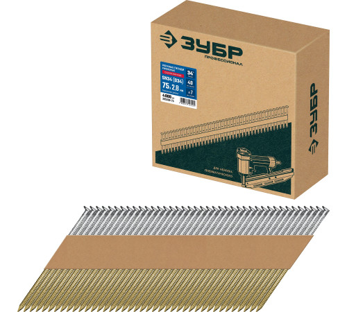 ЗУБР SN34 (D34) 75 х 2.8 мм, реечные гвозди рифленые оцинкованные, 4000 шт (305399-75) купить  в Сочи