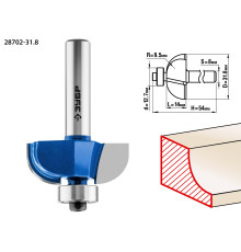 ЗУБР 31.8 x 14 мм, радиус 9.5 мм, фреза кромочная калевочная №2, Профессионал (28702-31.8)