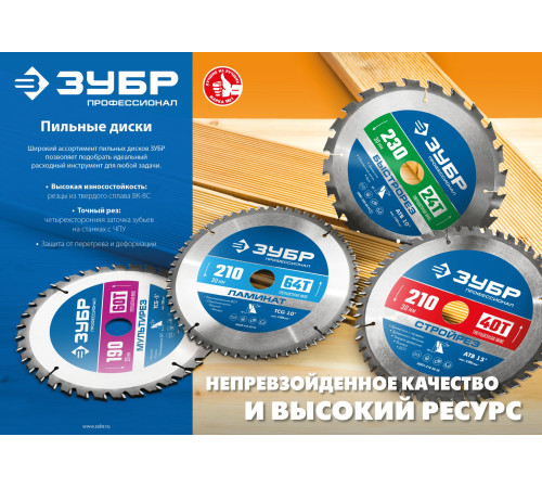 ЗУБР Чисторез, 300 x 50 мм, 60Т, пильный диск по дереву, Профессионал (36905-300-50-60) купить  в Сочи