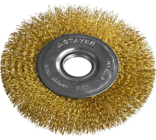 STAYER 125 мм, витая стальная латунированная проволока 0.3 мм, щетка дисковая для УШМ, Professional (35122-125) купить  в Сочи