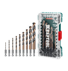 KRAFTOOL НЕХ-1/4″, 10 шт, набор сверл по металлу для винтовёртов и шуруповертов IMPACT READY (29652-H10)