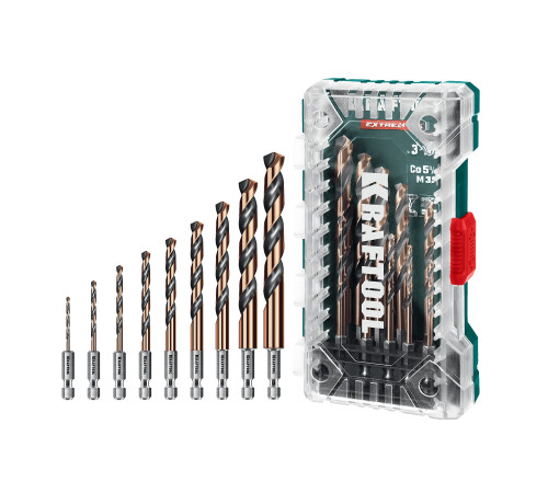 KRAFTOOL НЕХ-1/4″, 10 шт, набор сверл по металлу для винтовёртов и шуруповертов IMPACT READY (29652-H10) купить  в Сочи