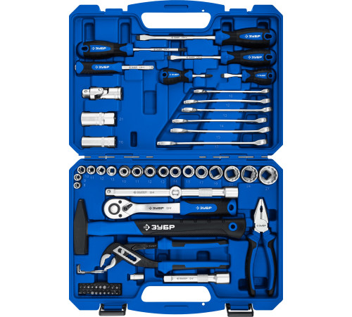 ЗУБР Универсал-63, 63 предм., (1/2″+ 1/4″), универсальный набор инструмента, Профессионал (27670-H58) купить  в Сочи