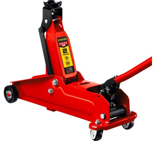 STAYER R-28 RED FORCE, 2 т, 135 - 385 мм, подкатной домкрат с увеличенным подъемом, Professional (43156-2) купить в Сочи STAYER R-28 RED FORCE, 2 т, 135 - 385 мм, подкатной домкрат с увеличенным подъемом, Professional (43156-2) купить в Сочи