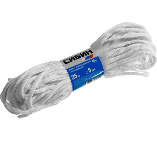 СИБИН 5 мм, 25 м, хозяйственный, полиэфирный шнур (50265) купить  в Сочи