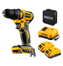 STEHER 20 В, 45 Н·м, 2 АКБ LMS (2 А·ч), бесщеточная дрель-шуруповерт, сумка (CB-45-22)