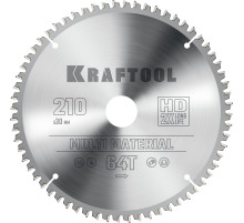 KRAFTOOL Multi Material, 210 х 30 мм, 64Т, пильный диск по алюминию (36953-210-30)