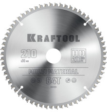 KRAFTOOL Multi Material, 210 х 30 мм, 64Т, пильный диск по алюминию (36953-210-30)