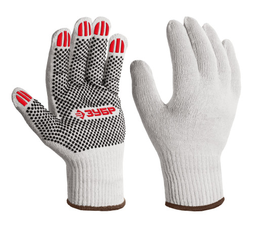 ЗУБР ОПТИМА, XL (10), х/б перчатки с ПВХ покрытием (точка), 10 класс (11440-XL) купить  в Сочи