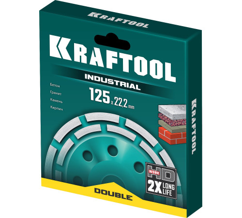 KRAFTOOL Double, d 125 мм, двухрядная алмазная шлифовальная чашка, INDUSTRIAL (33369-125) купить в Сочи KRAFTOOL Double, d 125 мм, двухрядная алмазная шлифовальная чашка, INDUSTRIAL (33369-125) купить в Сочи