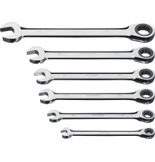 ЗУБР 6 шт, 8 - 17 мм, набор комбинированных трещоточных гаечных ключей, Профессионал (27074-H6)