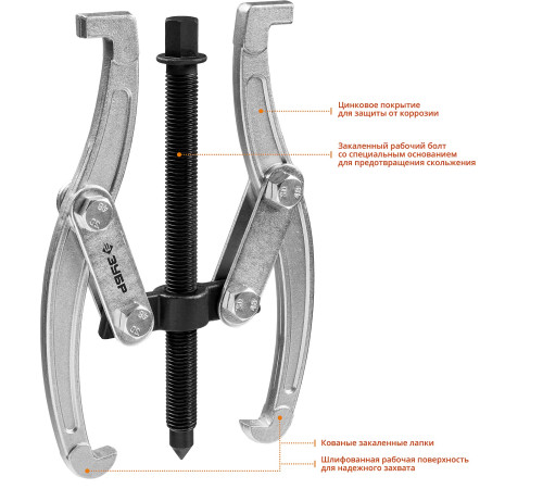 ЗУБР внешний d 30 - 200 мм, внутренний d 35 - 180 мм, шарнирный двухзахватный съемник, Профессионал (43315-160) купить  в Сочи