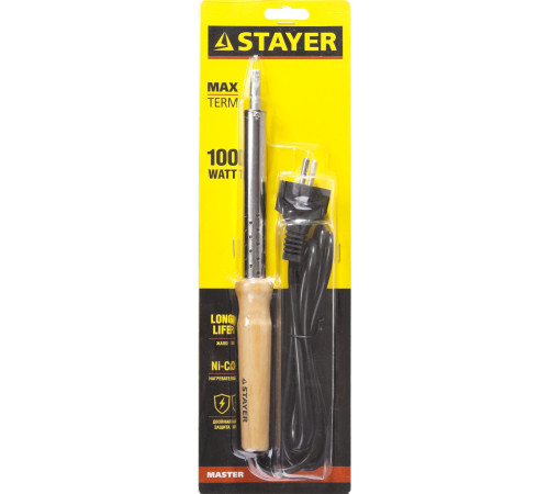STAYER MAXTerm, 100 Вт, клин, электропаяльник с деревянной рукояткой (55310-100) купить  в Сочи