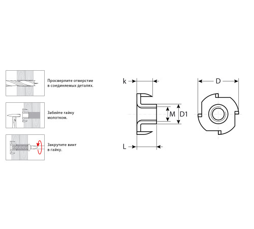 ЗУБР DIN 1624, M4 x 8 мм, цинк, 5 кг, врезная гайка (303780-04) купить  в Сочи